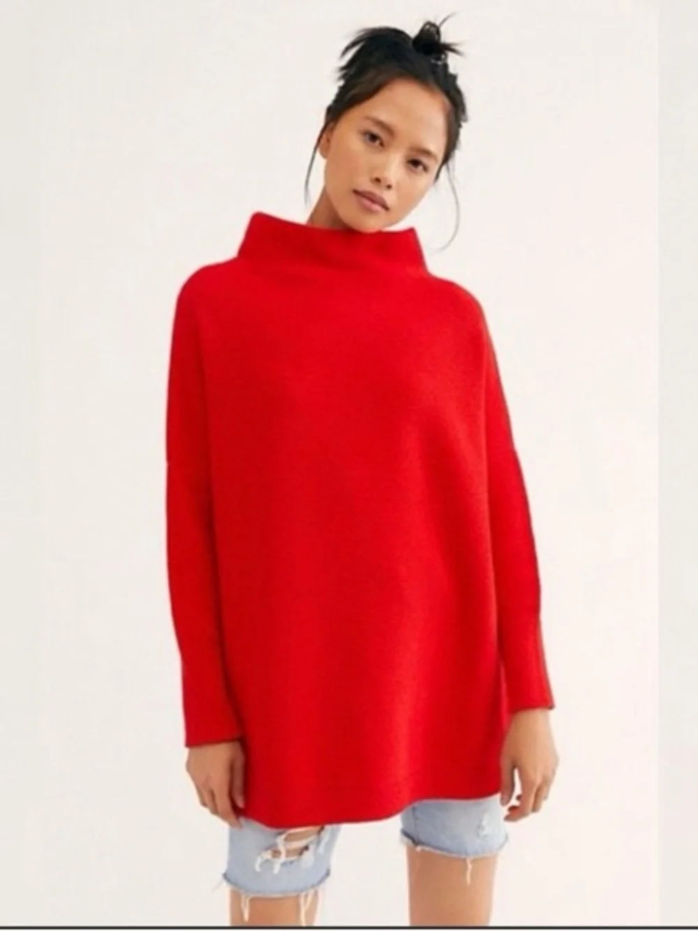 Free People Funnel Neck Oversized Ottoman Tunic